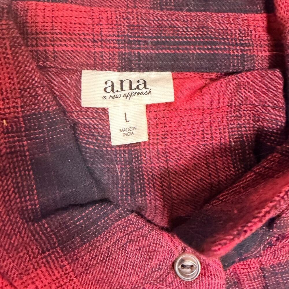 a.n.a Red and Black Plaid Shirt - Picture 2 of 3
